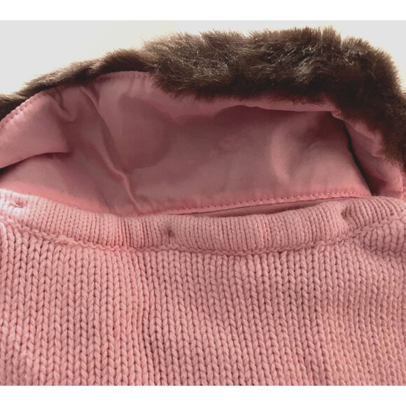 Gymboree Pink Cardigan Sweater Girls Sz 9 Faux Fur Collar Giraffe Club Y2K VTG - Picture 4 of 5